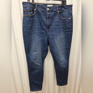 LOFT Women's Slim Straight Jeans in Dark Blue Denim